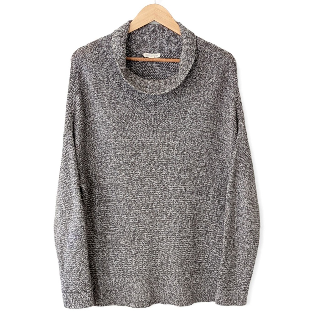 Eileen Fisher Oversized Cowl Neck Drop Sleeve Tweed Sweater Size Small